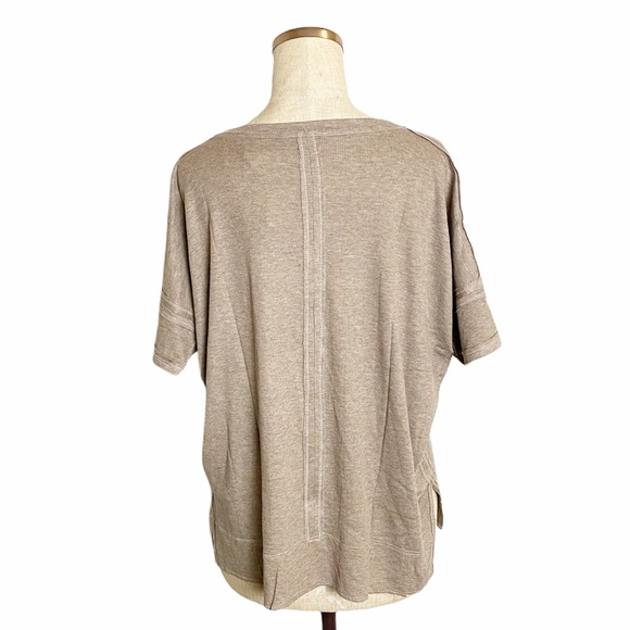 Anthropologie Bordeaux oversized ribbed tee - Picture 2 of 5